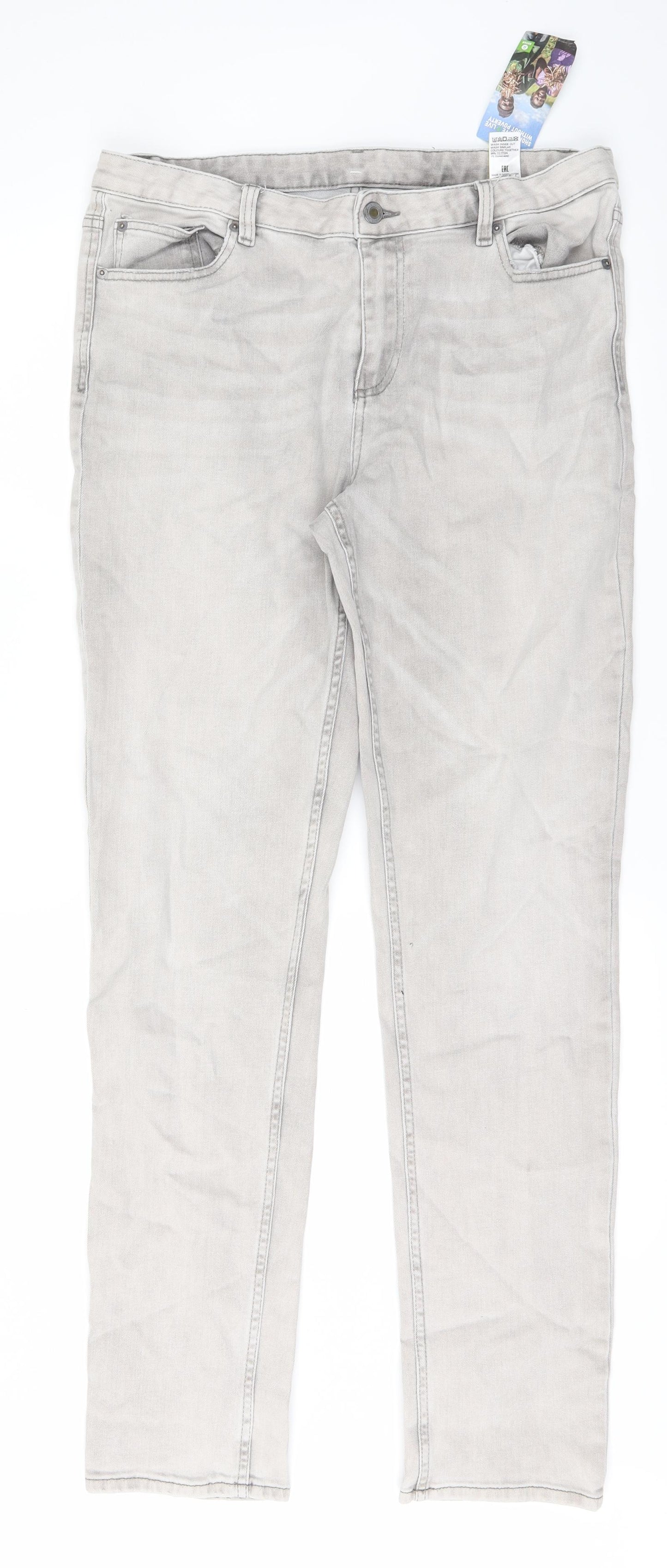 m&s Womens Grey  Denim Straight Jeans Size 12 L31 in