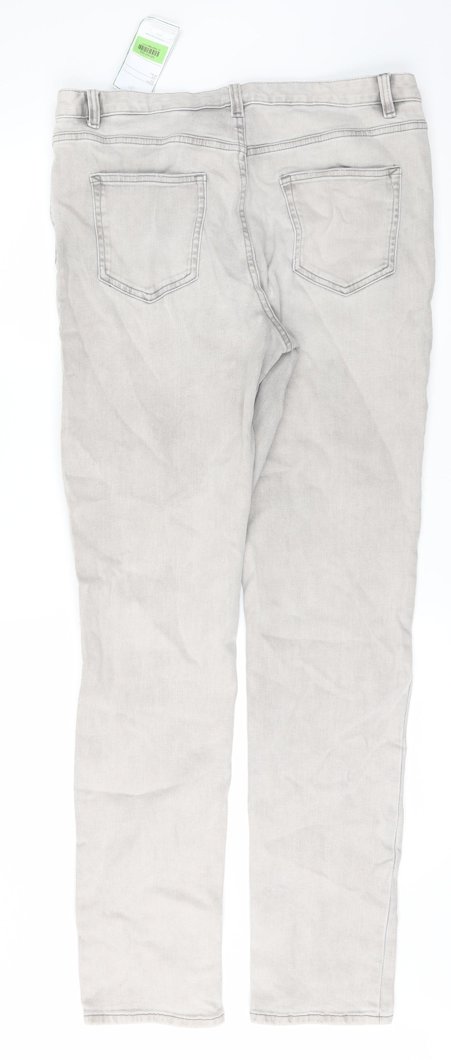 m&s Womens Grey  Denim Straight Jeans Size 12 L31 in