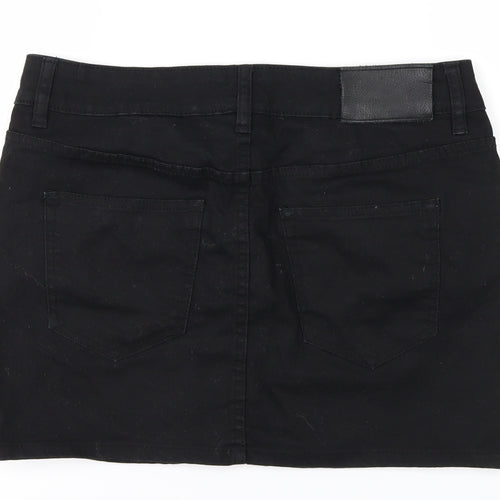 Preworn Womens Black  Denim A-Line Skirt Size 12