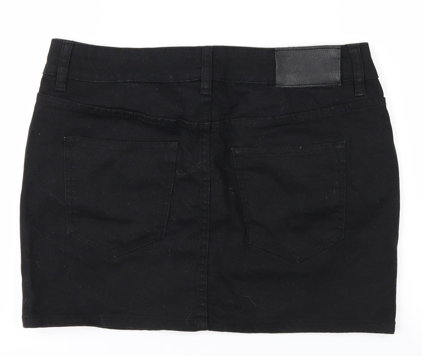 Preworn Womens Black  Denim A-Line Skirt Size 12