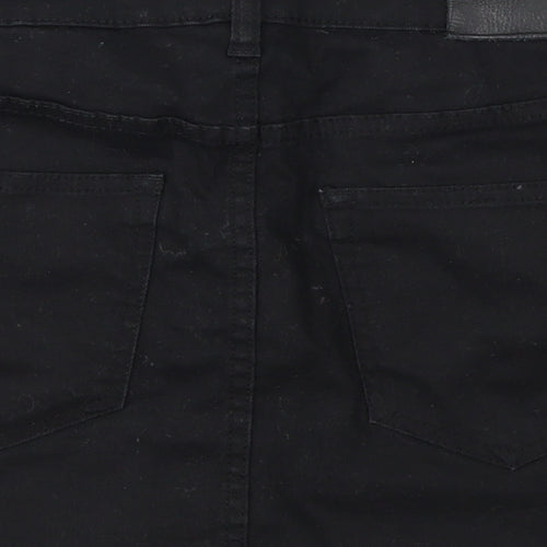 Preworn Womens Black  Denim A-Line Skirt Size 12