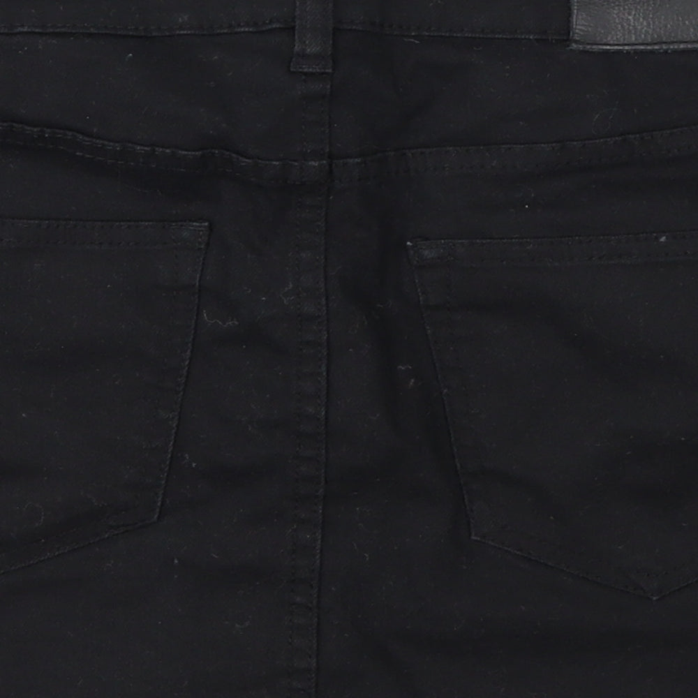 Preworn Womens Black  Denim A-Line Skirt Size 12