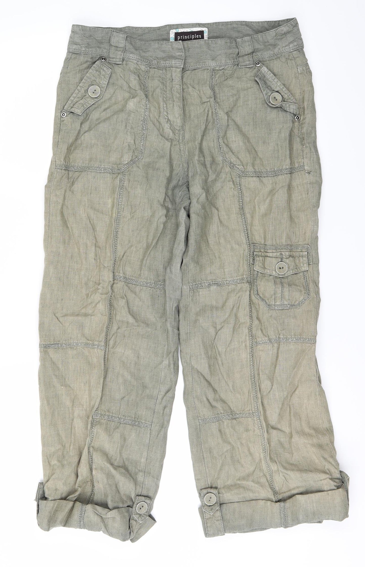 Principles Womens Green   Cargo Trousers Size 10 L22 in