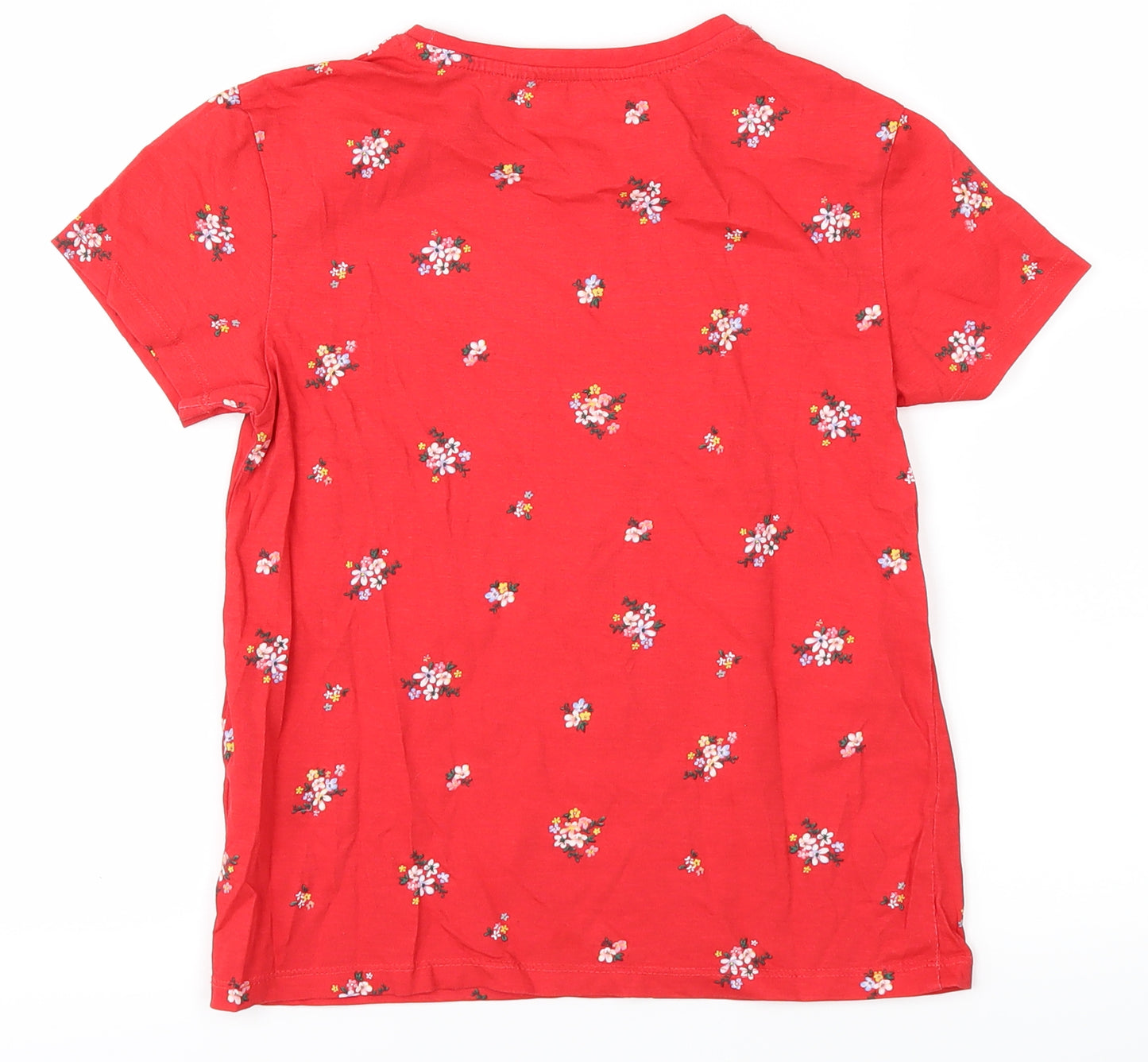 H&M Girls Red Floral  Basic T-Shirt Size 6-7 Years