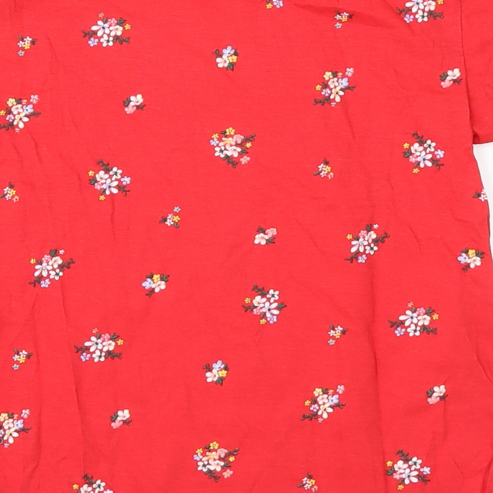 H&M Girls Red Floral  Basic T-Shirt Size 6-7 Years