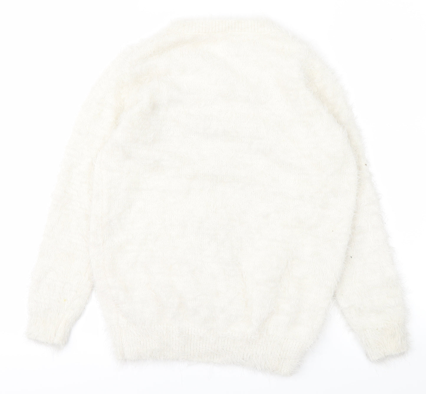 TU Girls White  Knit Pullover Jumper Size 11 Years  - Christmas