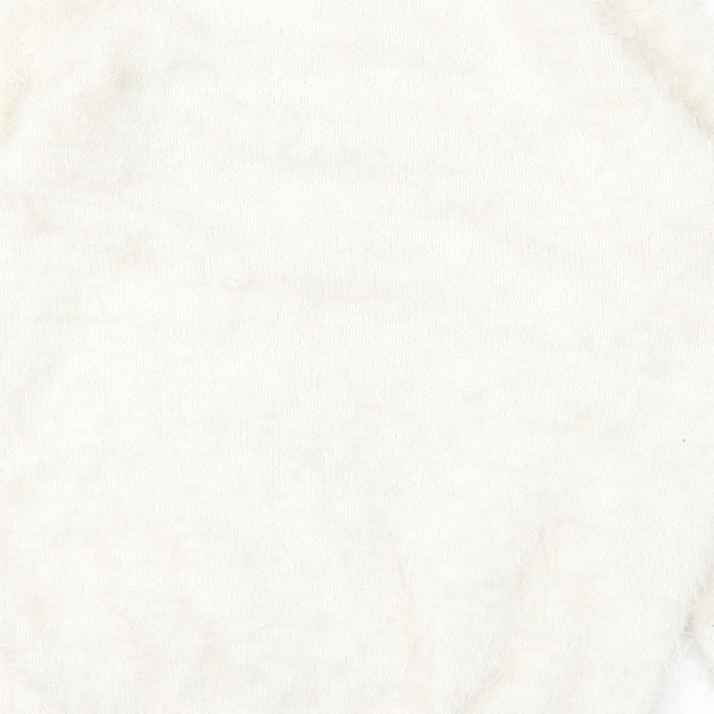 TU Girls White  Knit Pullover Jumper Size 11 Years  - Christmas
