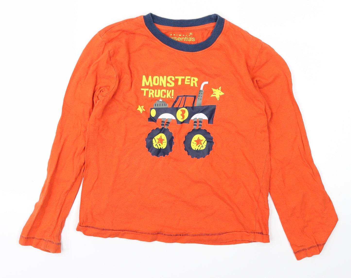 Primark Boys Orange   Basic T-Shirt Size 7-8 Years  - Monster Truck