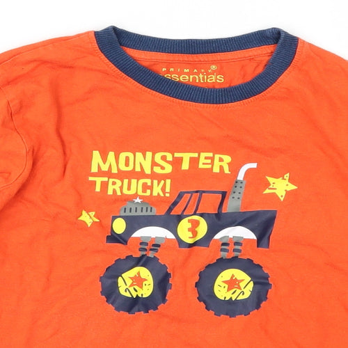 Primark Boys Orange   Basic T-Shirt Size 7-8 Years  - Monster Truck