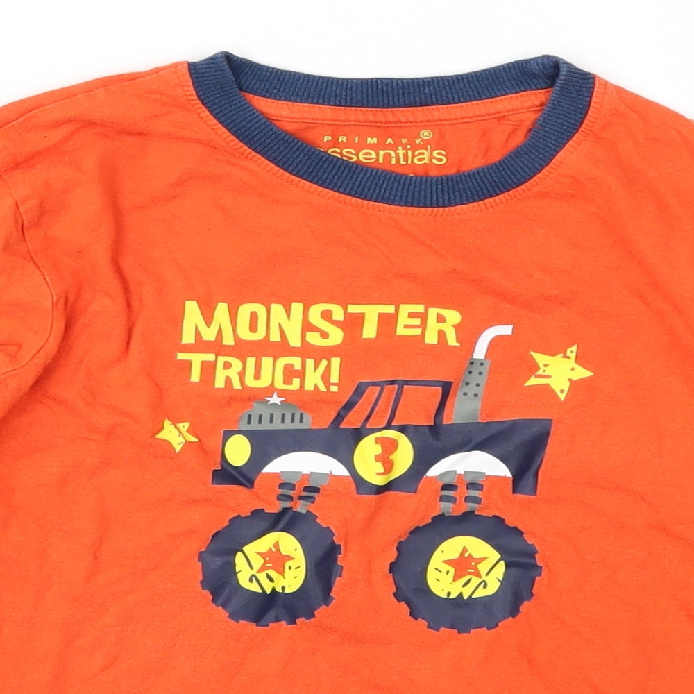 Primark Boys Orange   Basic T-Shirt Size 7-8 Years  - Monster Truck