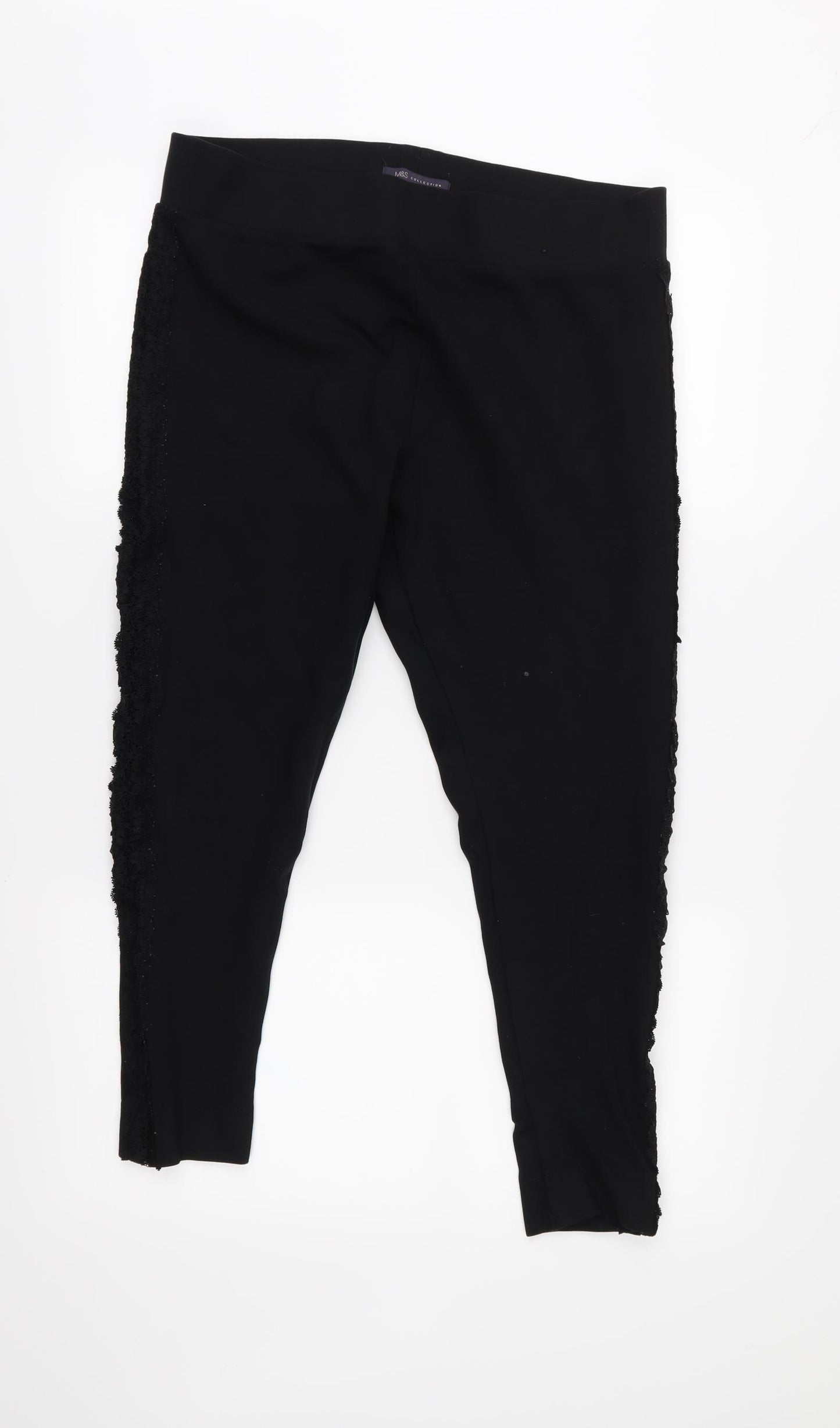 M&S Womens Black   Cropped Leggings Size 16 L24 in
