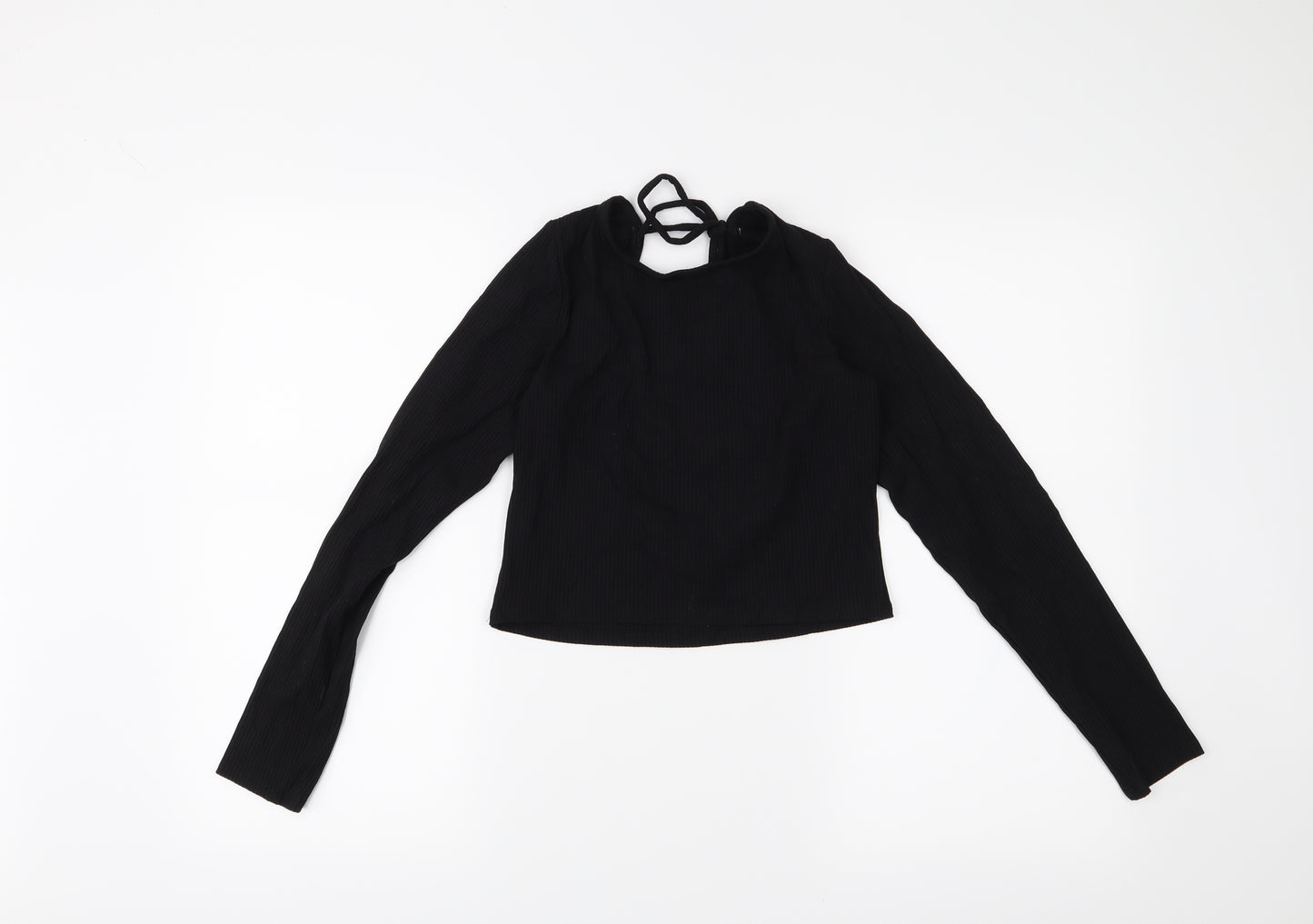 MONKL Womens Black   Cropped Blouse Size S