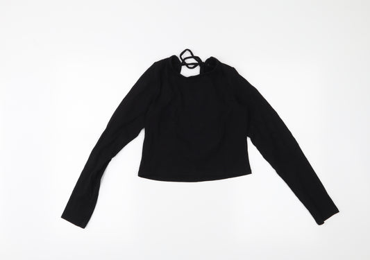 Front view of Monki women’s black cropped blouse, size S