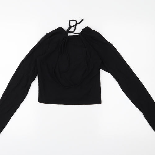 MONKL Womens Black   Cropped Blouse Size S