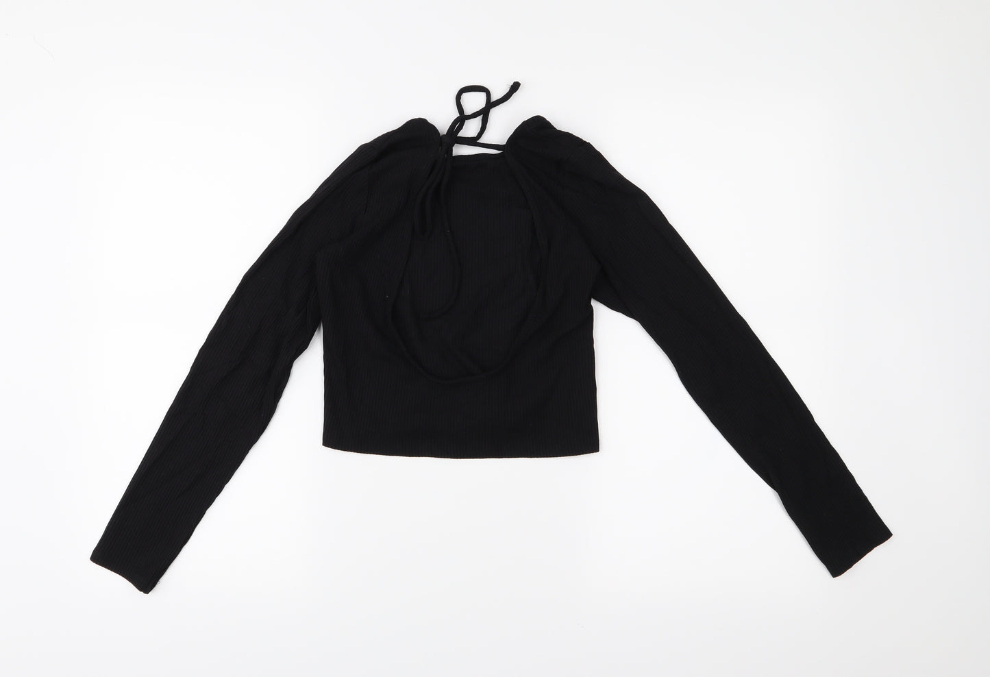 MONKL Womens Black   Cropped Blouse Size S