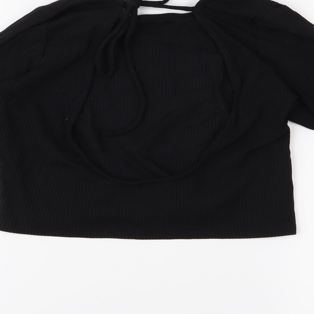 MONKL Womens Black   Cropped Blouse Size S