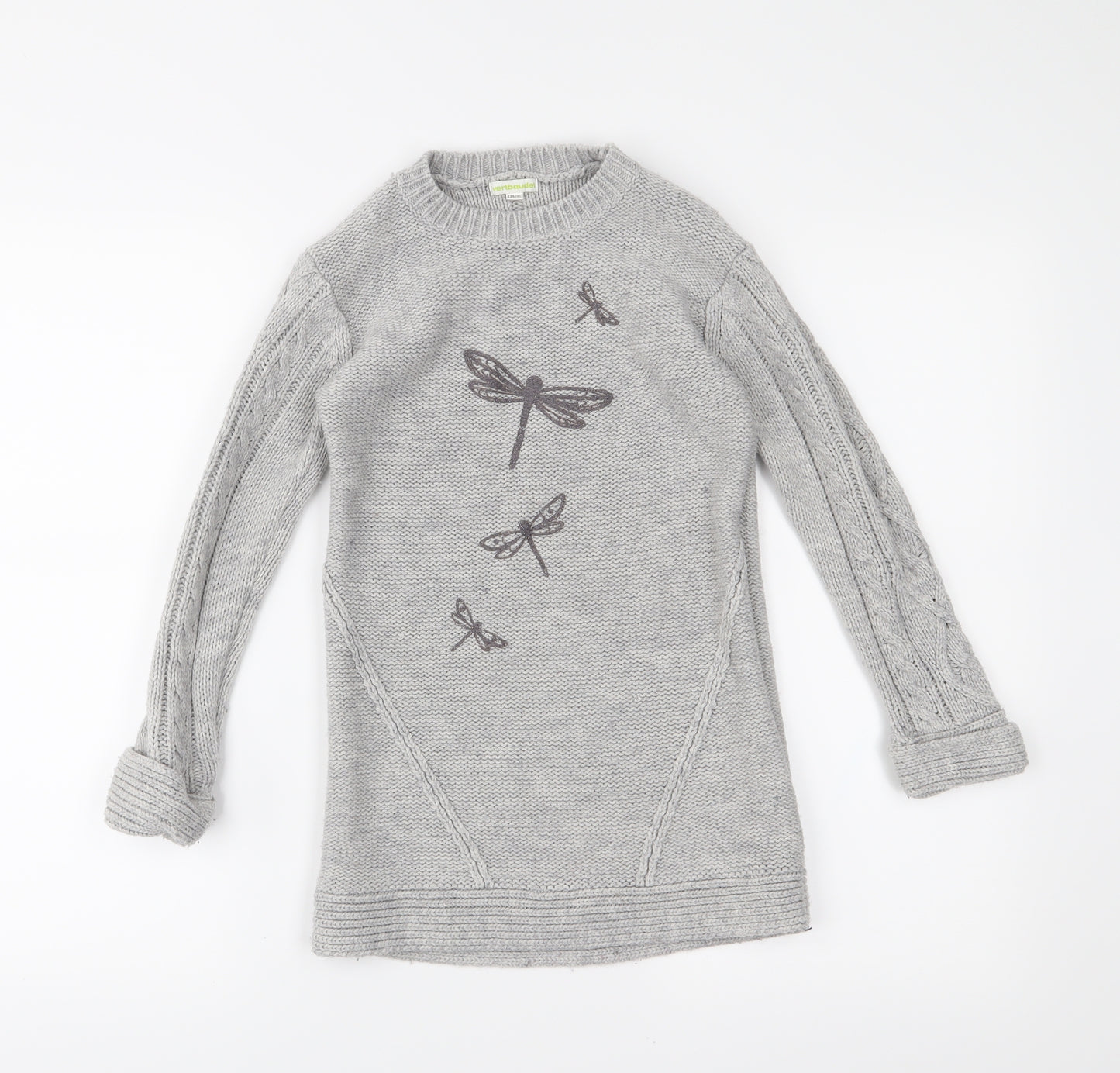 Vertbaudet Girls Grey   Pullover Jumper Size 8 Years