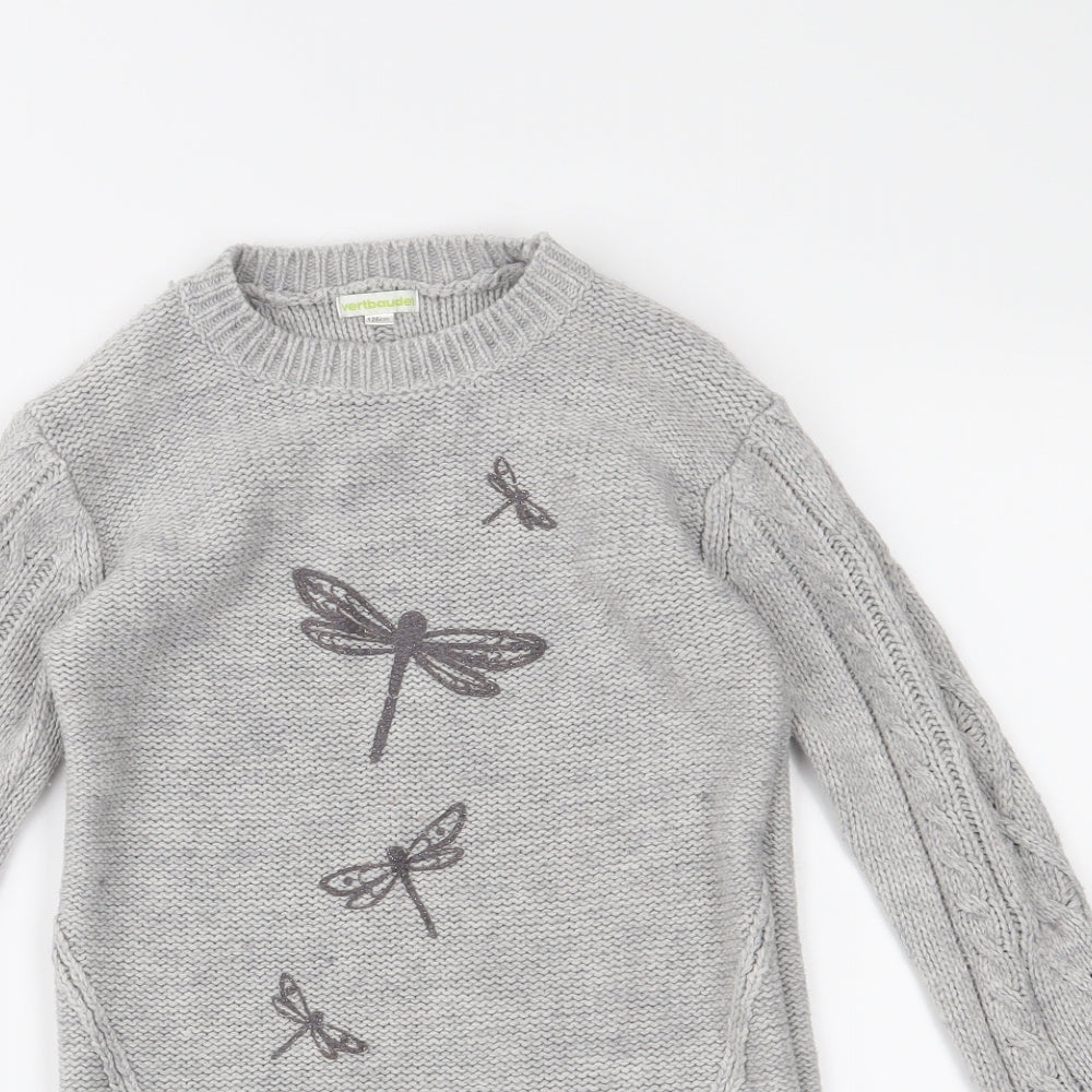 Vertbaudet Girls Grey   Pullover Jumper Size 8 Years