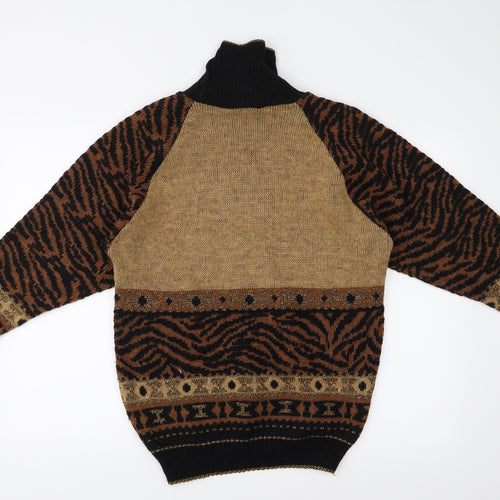 helen knits Womens Black Animal Print  Pullover Jumper Size S