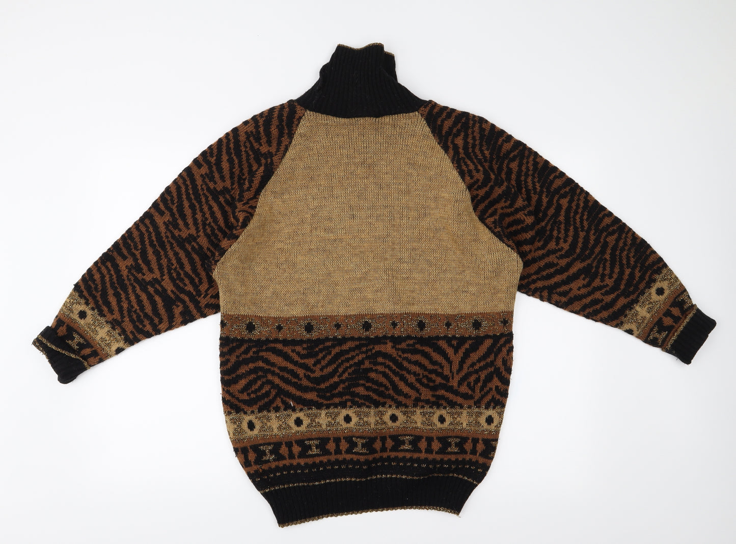 helen knits Womens Black Animal Print  Pullover Jumper Size S