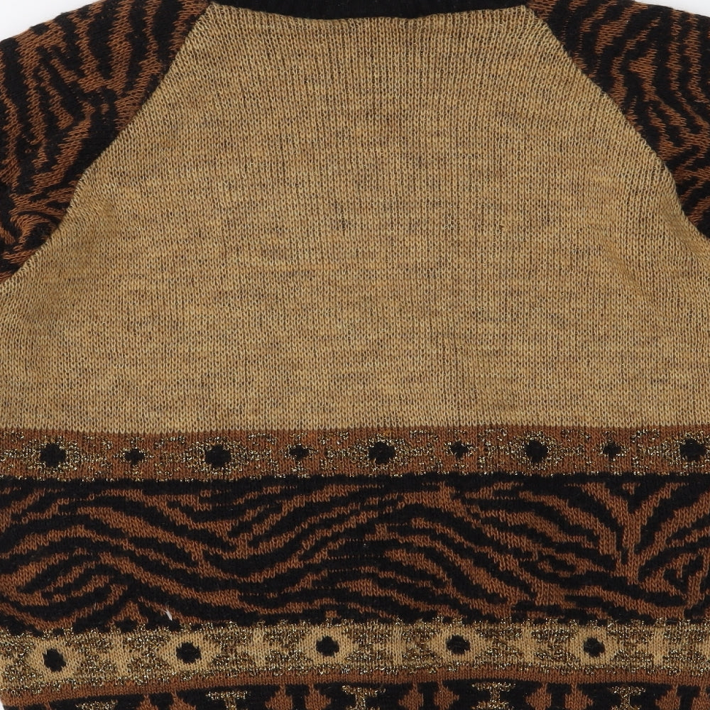 helen knits Womens Black Animal Print  Pullover Jumper Size S