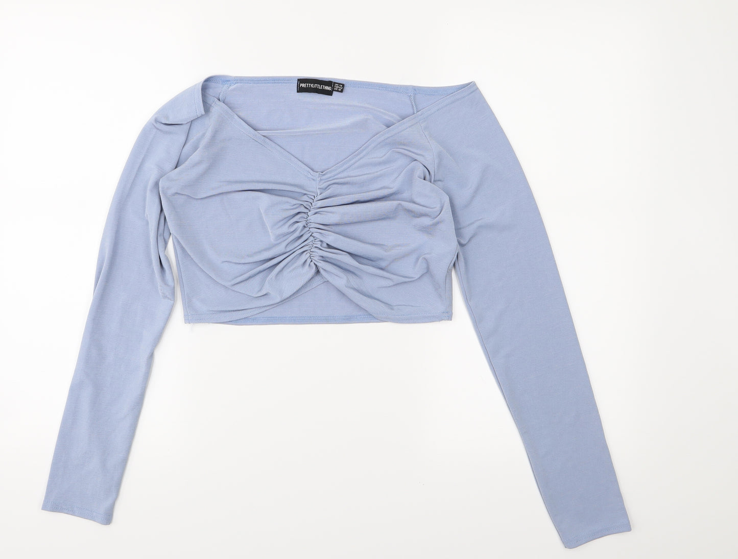 PRETTYLITTLETHING Womens Blue   Cropped T-Shirt Size 14