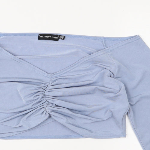 PRETTYLITTLETHING Womens Blue   Cropped T-Shirt Size 14