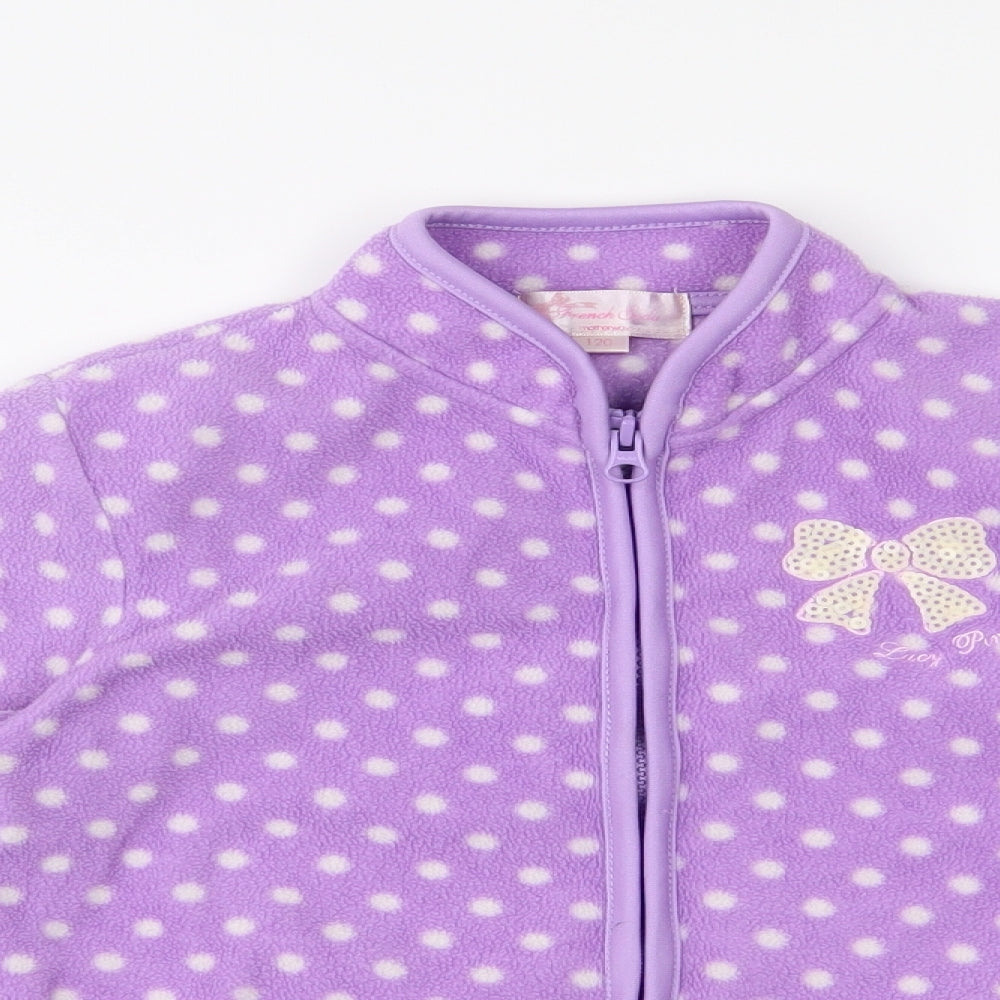 french soda Girls Purple Polka Dot  Cardigan Jumper Size 5-6 Years
