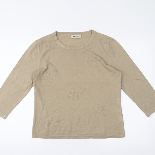 BASSINI Womens Beige   Basic T-Shirt Size M