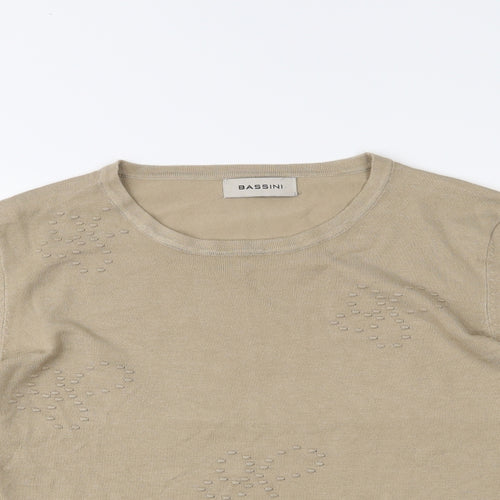 BASSINI Womens Beige   Basic T-Shirt Size M