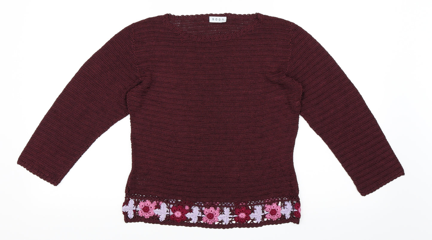 Soon Womens Purple   Pullover Jumper Size 10
