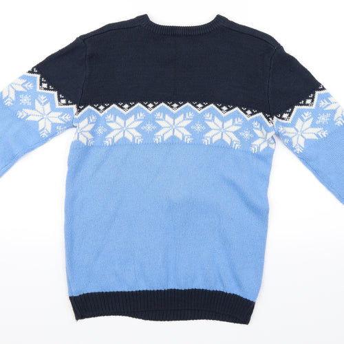 George Boys Blue   Pullover Jumper Size 11-12 Years  - Christmas Snowman