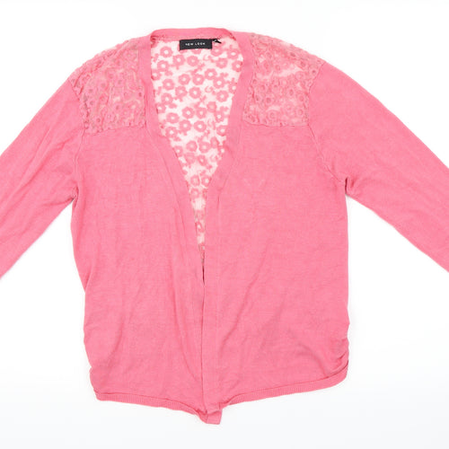 Newlook Womens Pink   Cardigan Jumper Size 16  - Lace Back
