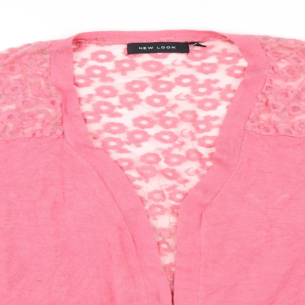 Newlook Womens Pink   Cardigan Jumper Size 16  - Lace Back