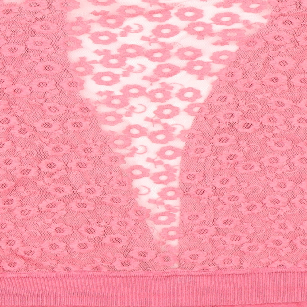 Newlook Womens Pink   Cardigan Jumper Size 16  - Lace Back