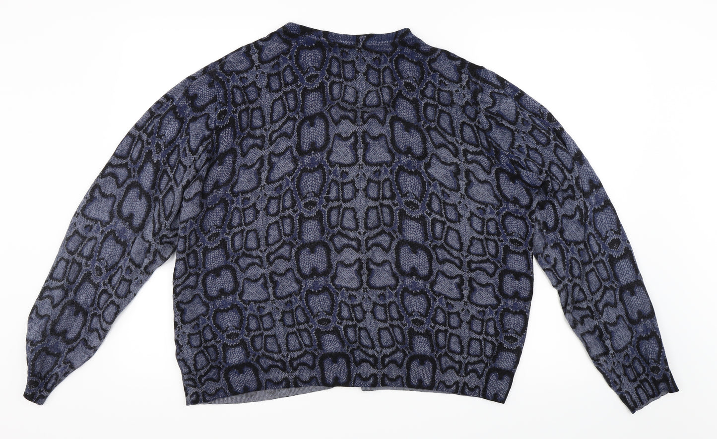 Marks and Spencer Womens Blue Animal Print  Cardigan Jumper Size 24