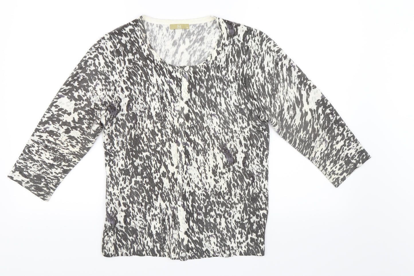 TU Womens White Floral  Cardigan Jumper Size 14