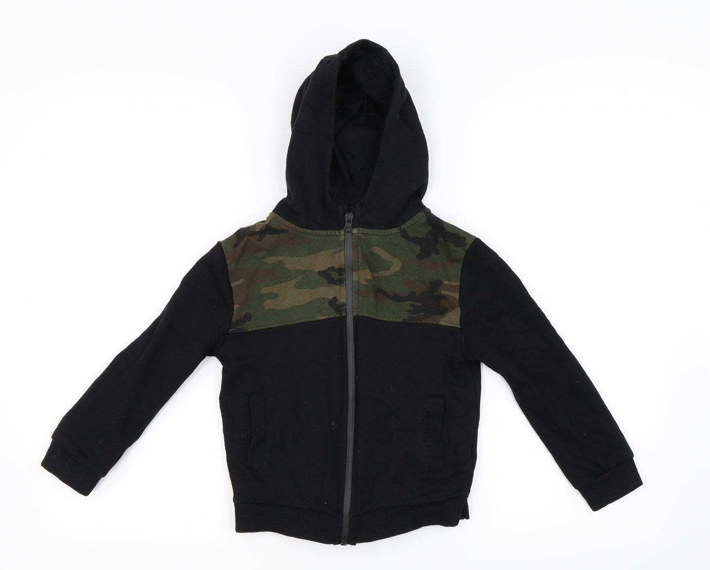 Primark Boys Black Camouflage  Full Zip Hoodie Size 6-7 Years