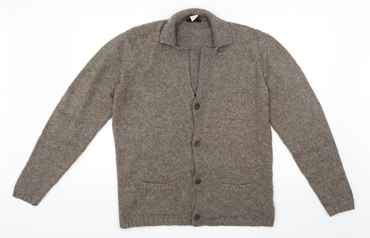 SOFT GREY Mens Brown   Cardigan Jumper Size L