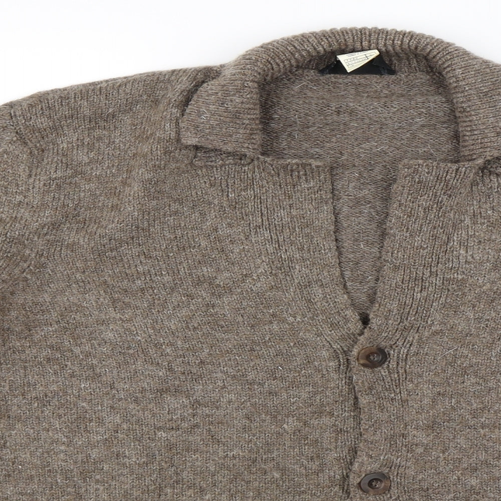 SOFT GREY Mens Brown   Cardigan Jumper Size L