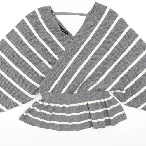 Newlook Womens Grey Striped  Pullover Jumper Size S