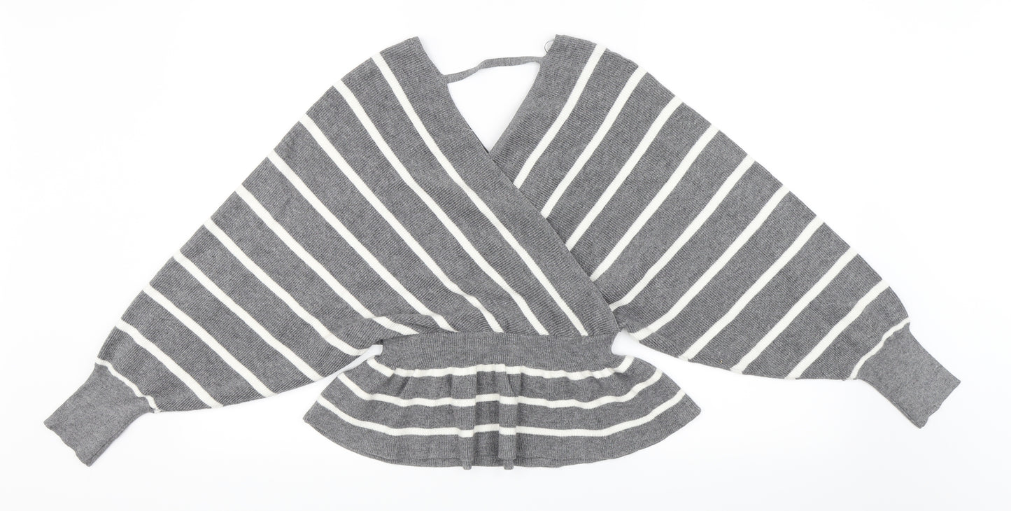 Newlook Womens Grey Striped  Pullover Jumper Size S