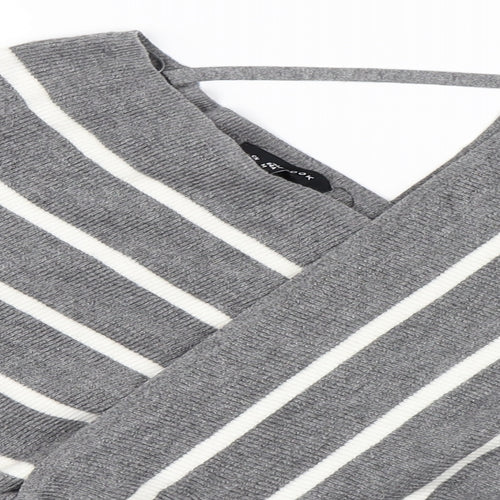 Newlook Womens Grey Striped  Pullover Jumper Size S
