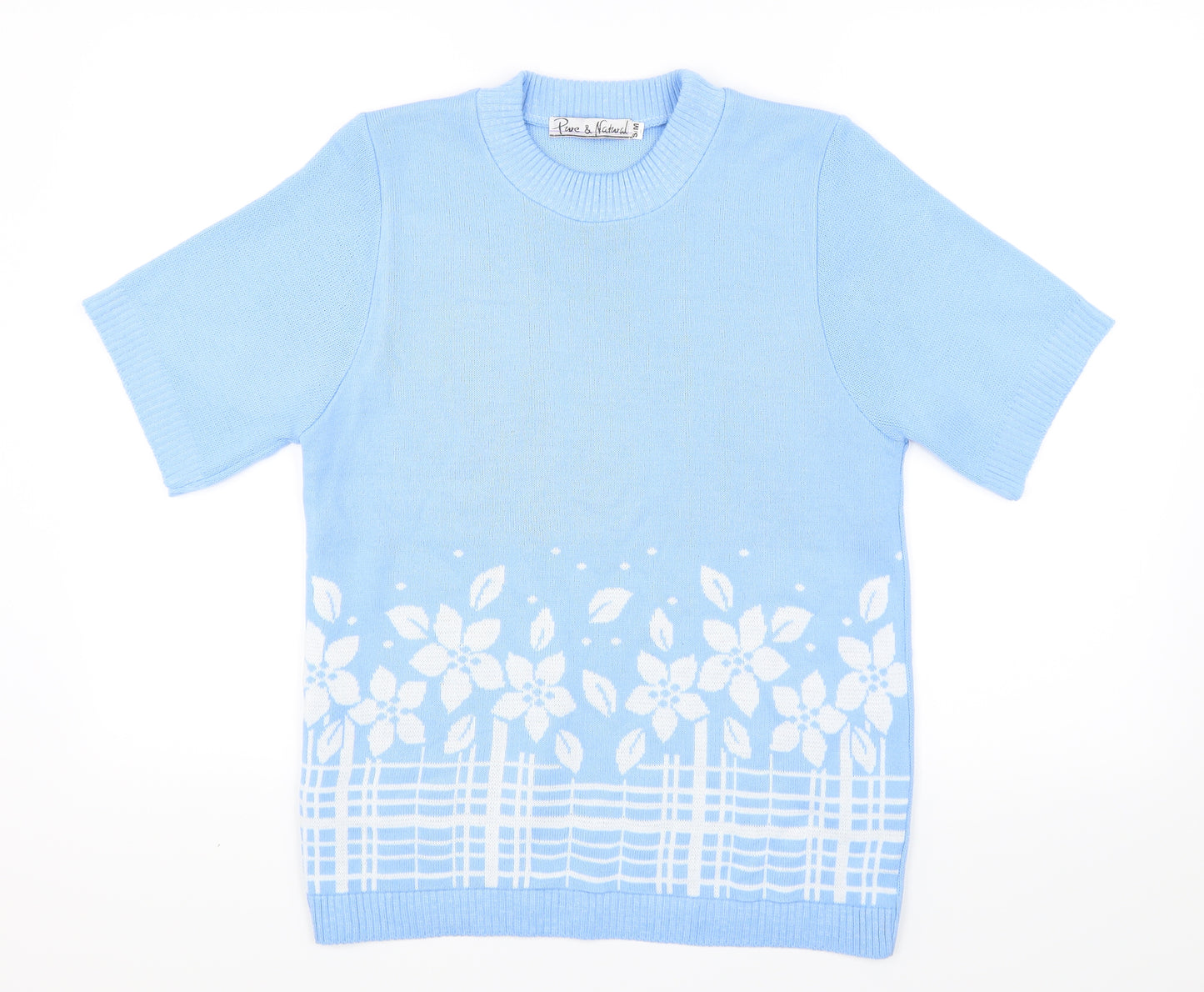 Pare & Natural Womens Blue Floral  Pullover Jumper Size S
