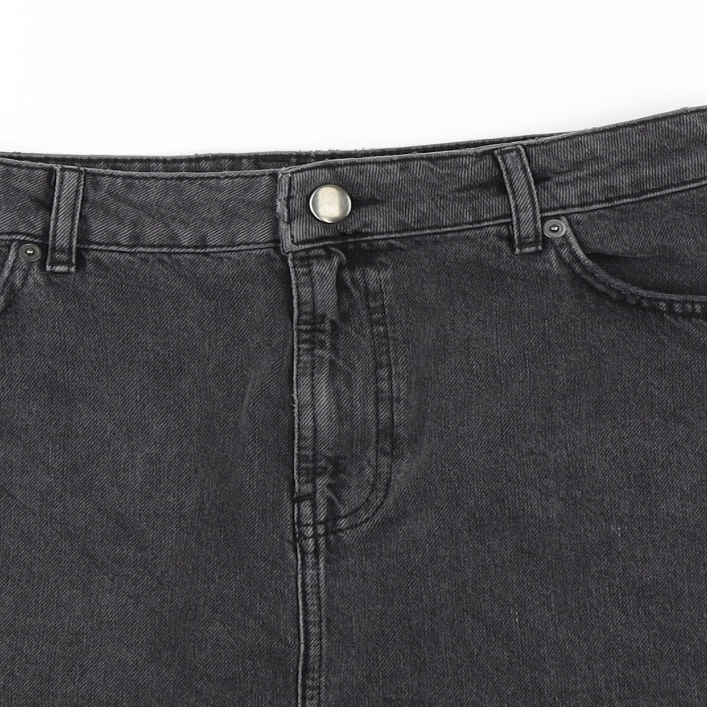 ASOS Womens Black  Denim A-Line Skirt Size 12