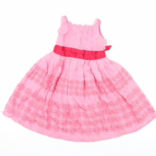 Monsoon Girls Pink Floral  Fit & Flare  Size 18-24 Months