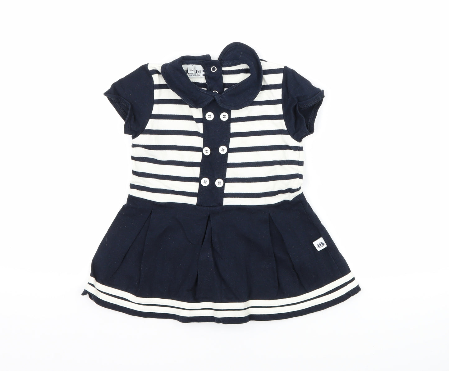 Hublot Girls Blue Striped  A-Line  Size 18 Months