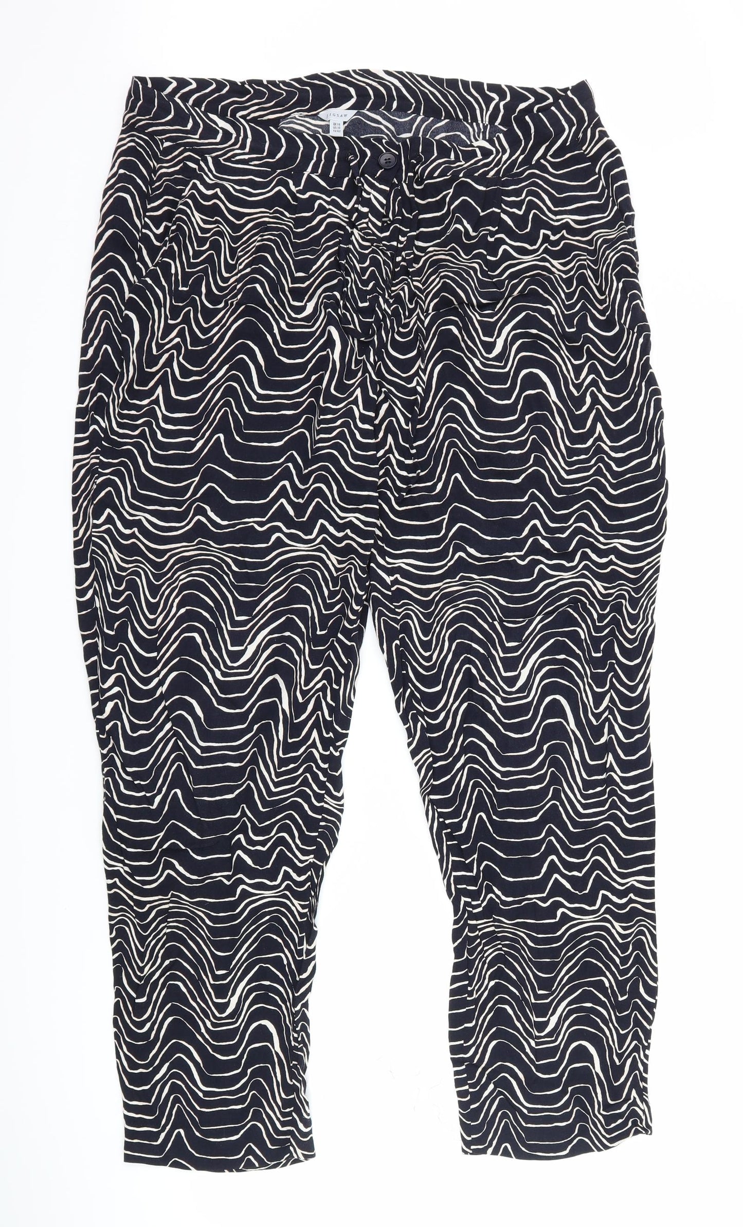 Jigsaw Womens Black Geometric  Trousers  Size 14 L30 in