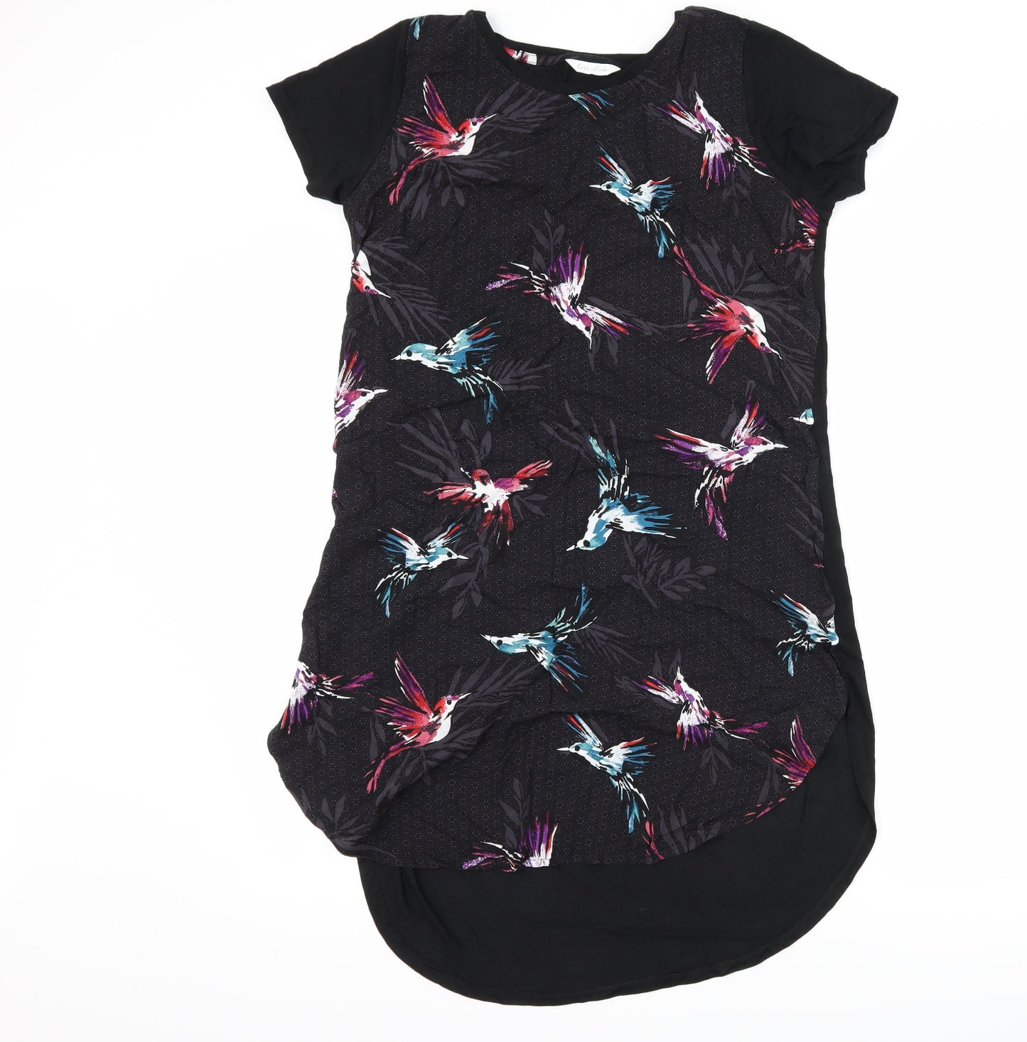 Marks and Spencer Womens Black Floral  Top Gown Size 10  - Bird print