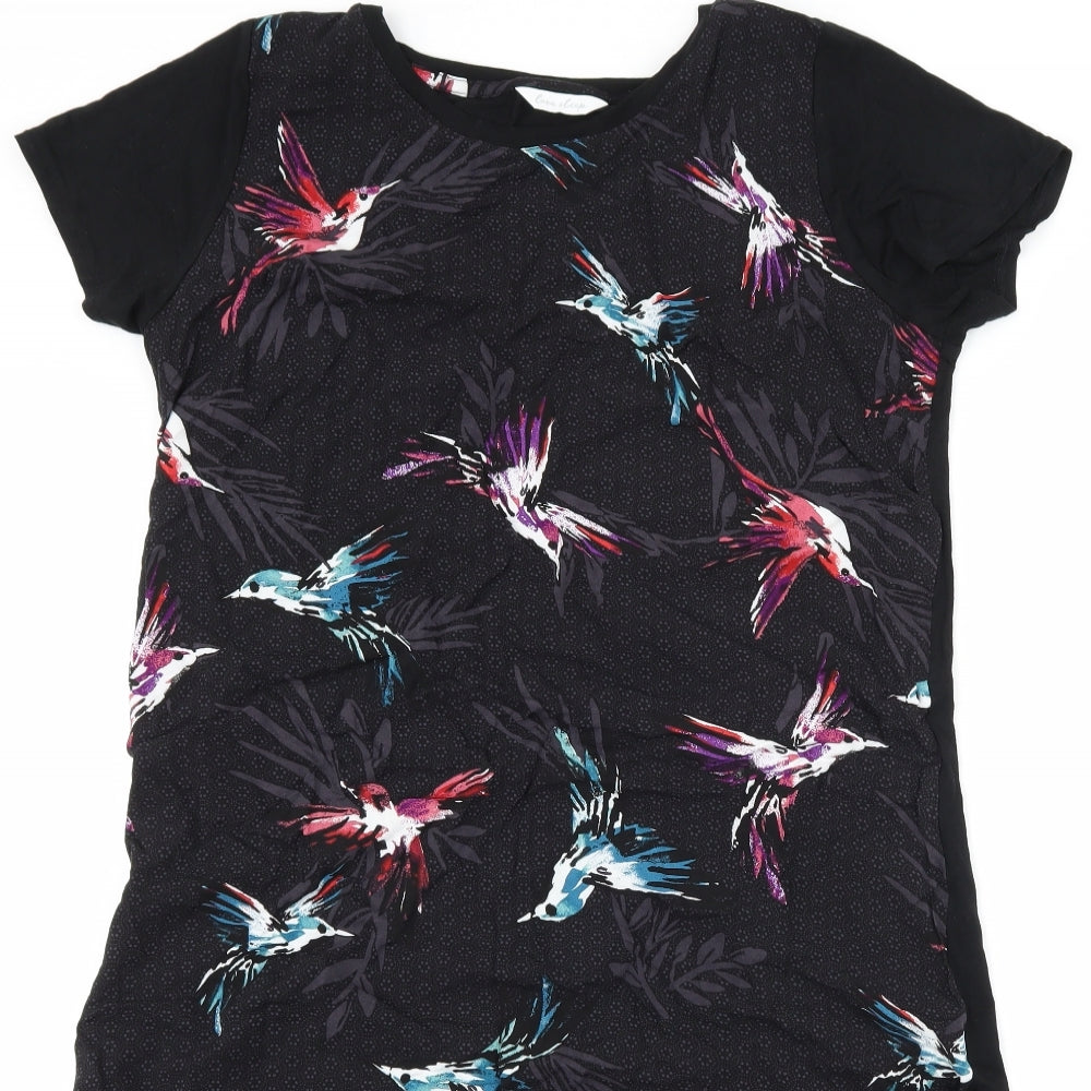 Marks and Spencer Womens Black Floral  Top Gown Size 10  - Bird print